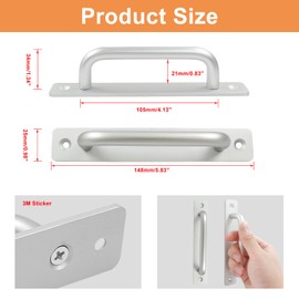 Bonsicoky 2 Pcs 148mm/5.8" Barn Door Handle Pull, Aluminum Alloy Sliding Barn Door Handle for Cabinet, Closet, Drawer Sliding Door, Silver