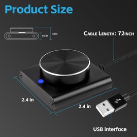 USB Volume Control Knob for PC: External Media Adjustment Controller - Metal Shell Computer Audio Adjuster Controls Support Win7/8/10/XP/Mac/Vista/Android/iOS
