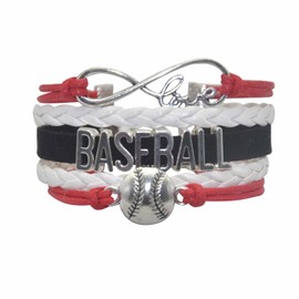 Vikitoriously Baseball Bracelet - Baseball Charm Bracelet For Adult Fans, Red, White and Black