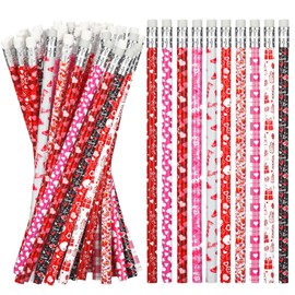 Sinmoe 100 Pcs Valentine's Day Pencils Bulk Heart Pencils with Eraser Valentines Party Favors for Kids Gifts Party Supplies Classroom Rewards Goodie Bags Fillers
