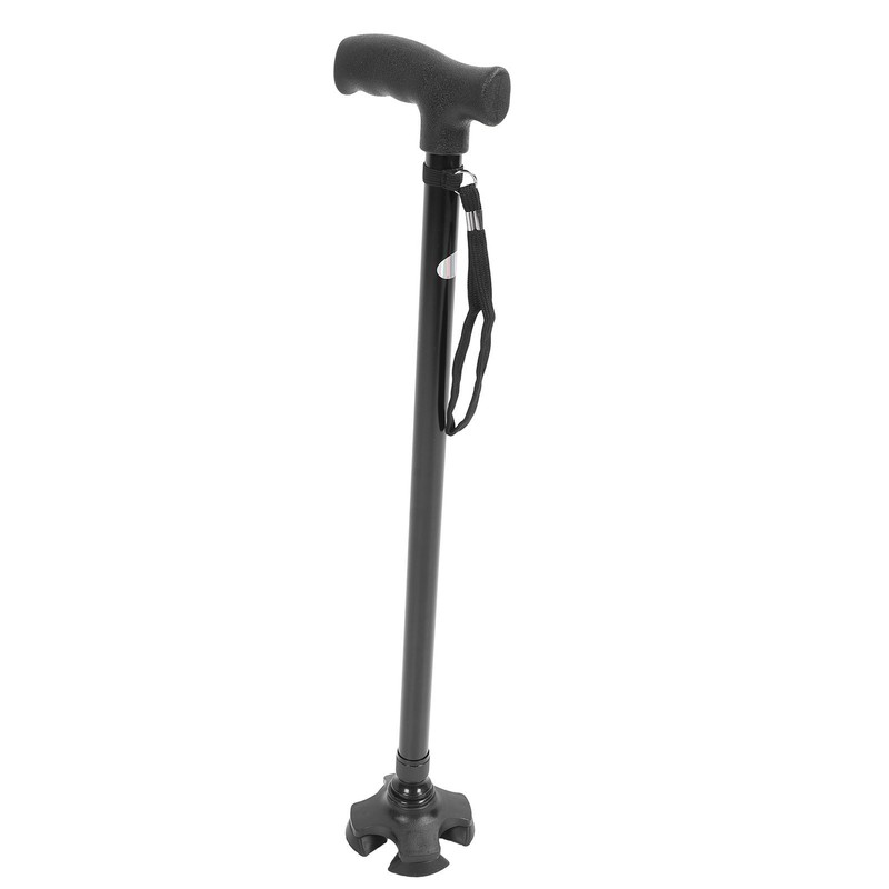 Quad Cane Adjustable Height Anti Slip Lightweight Retractable Senior Walking