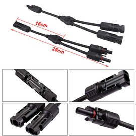 FULARR 2 Pairs Professional MC4 Solar Panel Cable Connector, Solar Y Branch Connector Cable MMF/FFM, for Solar Panel Cable Photovoltaic System Parallel