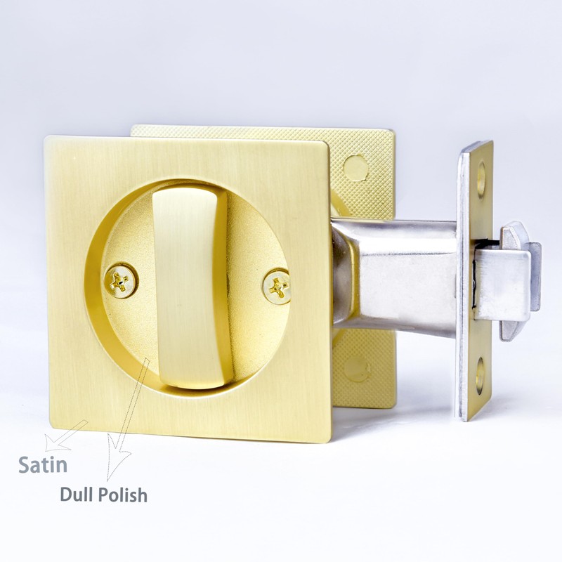 Dontay Keyed Pocket Door Lock,Flush Mount Recessed Knob,2-3/8 inch Backset,Square