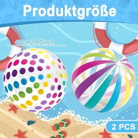 2 Stück Aufblasbar wasserball, Bunt Gestreifter strand Wasserbälle, kinder Aufblasbar Transparenter spielzeugball, Geeignet für den Strand, Party, pool und Outdoor-Aktivitäten
