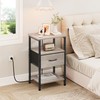 Vagusicc Nightstand with Charging Station, Side Table with Adjustable Drawer,