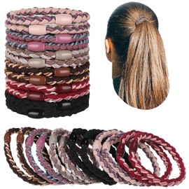 Ponytail Tube, Tangle-Free Hair Ties, No Marks, Stylish, Adult, Black, Brown, D (12 Pieces)