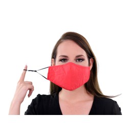 2 Pack Red Reusable Face Masks 3 Layer Cotton Fabric with Pocket for Filter, Nose Strip and Adjustable Ear Loops