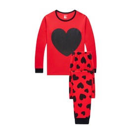 Family Feeling Adult Women's Valentines Day Pjs Matching heart Family Pajamas Sets Love Long Sleeve Red Pjs Size XS