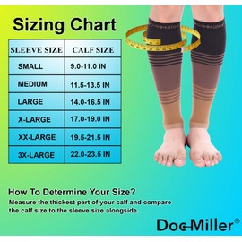Doc Miller Manga de Compresión Para Pantorrillas (1 par) 20-30 mmHg Medias de Compresión Mangas Para Ejercicio, Recuperación, Dolor, Varices y Calambres en Piernas (Negro Café Café claro, 2X-Grande)