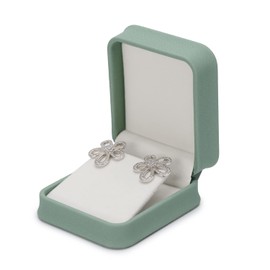 Oirlv Matcha Green PU Leather Stud Earrings Box Gift Box for Anniversary, Valentine's Day, Shopping Mall Counter Jewellery Display