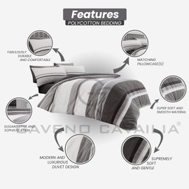 GC GAVENO CAVAILIA Gaveno Cavailia Luxurious Bed Set with Duvet Cover and Pillow Cases, Polyester-Cotton, Single, Hudson Grey