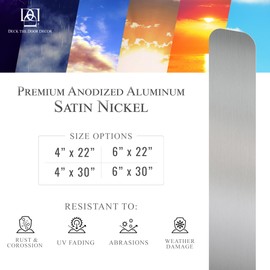 Deck the Door Decor Dog Scratch Door Protection Plate - Elegant Anodized Aluminum for All Door Types | Pet-Safe - Polished Edges & Rounded Corners | Magnetic Mount - Satin Nickel, 4” x 22”