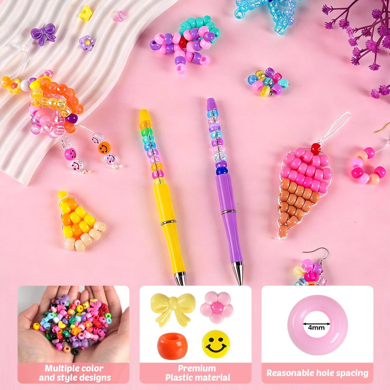 1000 Pcs Pony Beads, 9 x 6 mm Colourful Kandi
