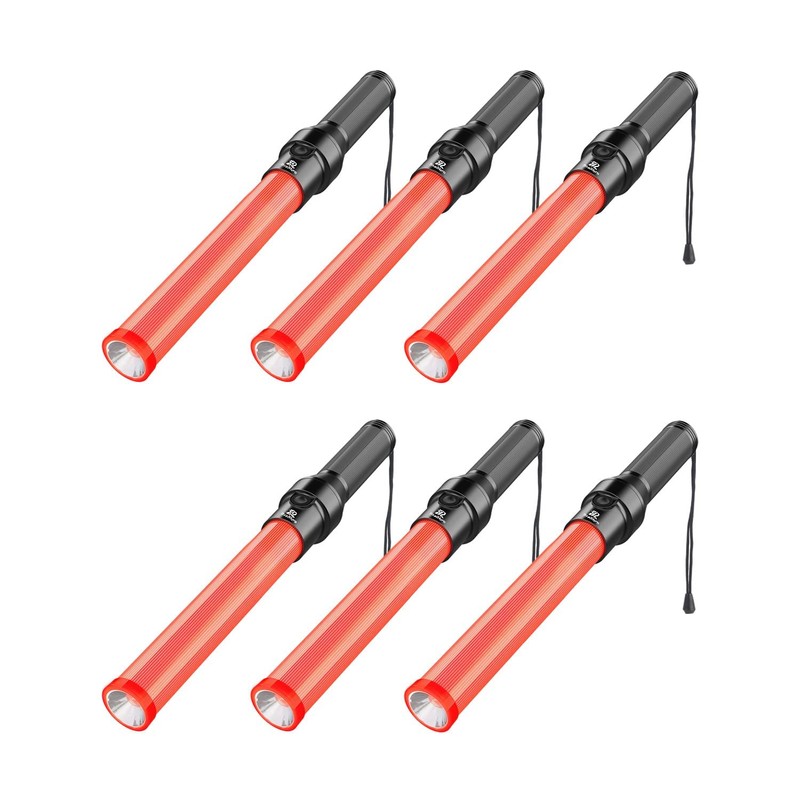 RoadHero 6 Pack Traffic Wands, 16 Inch Led Traffic Control