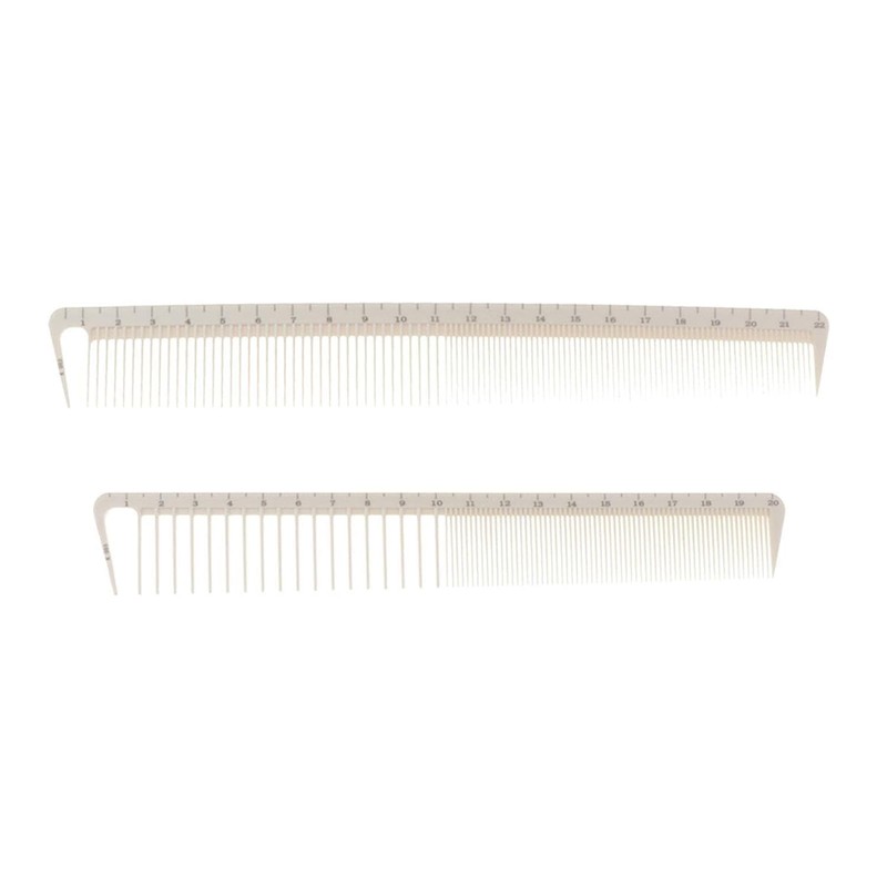 2 Pcs White Professional Hair Cutting Combs Set, Salon Hair