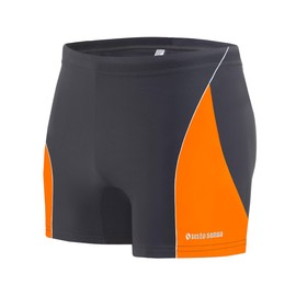 sesto senso Mens Swim Trunks Sporty Tight Waterproof Swimming Trunks - Sizes M-4XL Tight Swimwear, Graphite-Orange 388, XXL