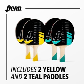 Penn 4-Player Table Tennis Paddle Set - Includes Four 5.0 Paddles, Six 3-Star ping Pong Balls, and Two Storage Pouches