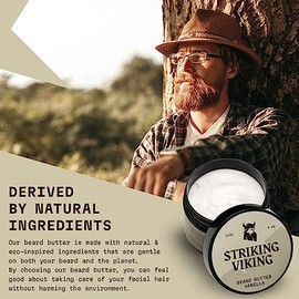 Striking Viking- Cuidado de barba definitivo sumrgete en el cuidado de la barba con nuestra manteca para barba para hombres. Esta frmula ligera y no  