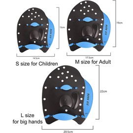 CEYKIO Remo De Natación, Aletas De Mano para Entrenamiento De Natación,Paletas De Natación Profesionales Ajustables para Entrenamiento De Técnica De Fuerza En El Océano De La Piscina Aletas (Azul, S)