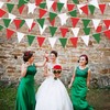 32Ft Green Red White Fabric Bunting Banner Party Decorations Triangle
