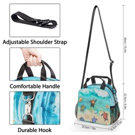 VIELEGELD Sea Turtle Lunch Bag, Reusable Lunch Box Insulated Meal Tote for Kids Women Men Cooler Bag with Shoulder Strap, Durability of Lunch Tote for Work School Picnic, Sea Turtle…