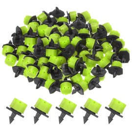 M METERXITY 150-Pack 360 Degree Adjustable Irrigation Dripper, 1/4 Inch Barbed Emitter Drip Sprinklers for Garden/Greenhouse/Flower Bed/Watering System, Anti-Clogging Emitters [Green]