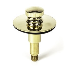 PF WaterWorks PF0955-PB TubSTRAIN Universal Lift n Lock (Push Pull) Bath Tub/Bathtub Drain Stopper includes 3/8" and 5/16" Fittings, No Hair Catcher, Polished Brass