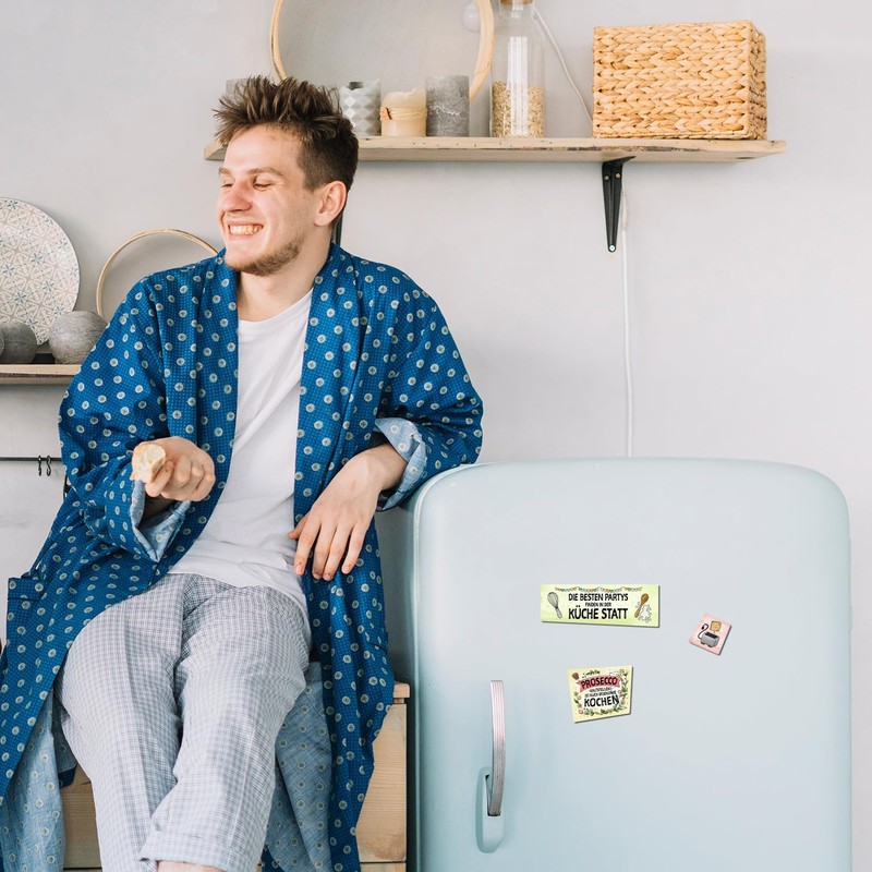 Kitchen Fridge Magnets Set of 8 with Cooking Theme, Hand-Painted