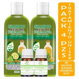 2 Shampoos De Bergamota 500ml C/u Y 2 Aceites 10ml C/u