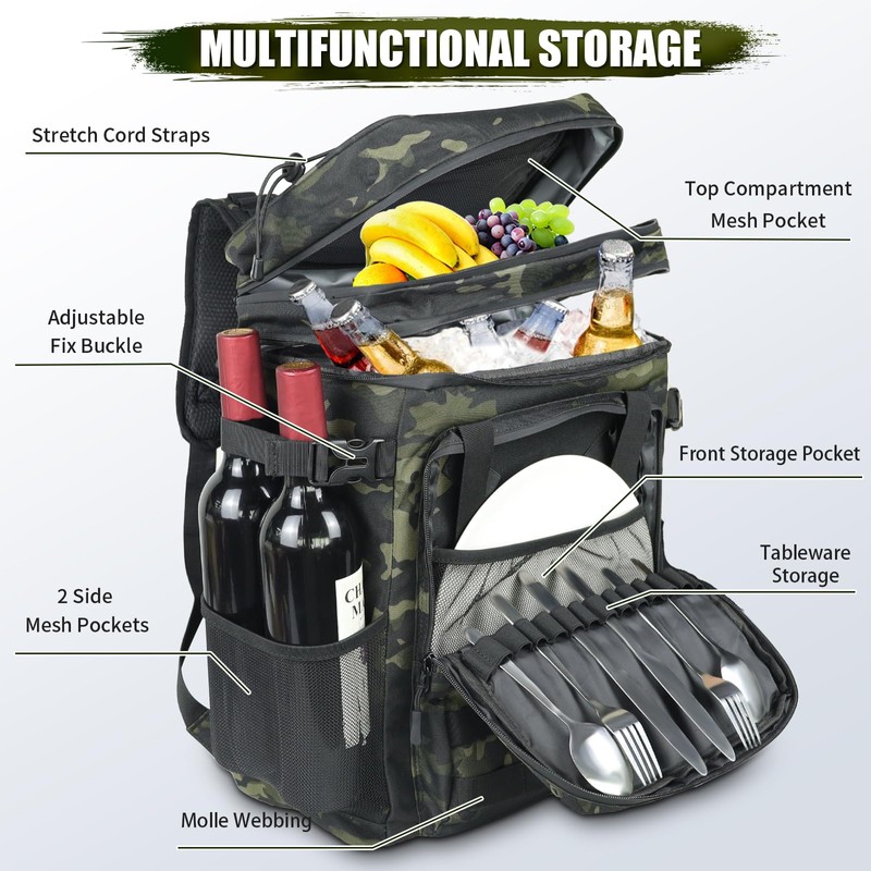 Tactical Backpack Cooler, AYAMAYA Leakproof 40 Cans Soft Cooler Backpack