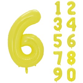 YFHVJTKO 40 Inch Yellow Number 6 Foil Leopard Balloons 6th Celebration Decorations for 6th Birthday Party Wedding Bridal Shower Engagement Photo Shoot Anniversary Decoration (Yellow, 6)