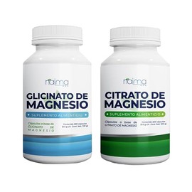 NAIMA Kit de Citrato de Magnesio y Glicinato de Magnesio, 200 Cápsulas por Frasco | Suplemento Alimenticio | Ingredientes Naturales | Puro, Alta Absor