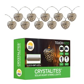 Touch Of ECO CRYSTALITES Solar Powered String Lights - Orb, Heart, or Star (Heart-Metal Decorative Bulb)