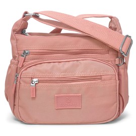 JNiA Multi-functional Shoulder Bag, Crossbody Crossbody Bag, Lightweight, Large Capacity! 9 Pockets for Women!, Pink