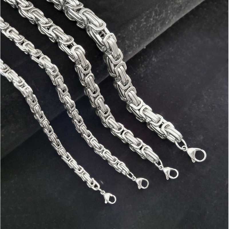Soul-Cats® Byzantine Chain Stainless Steel Necklace with or without Bracelet