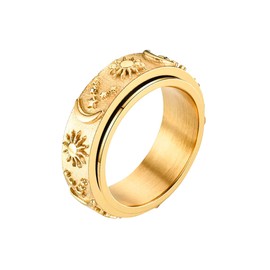 Clepsidra® Anillo de mujer gitana, acero inoxidable. Accesorios para mujer giratorios, ayuda con el estrés. Joyeria mujer anti ansiedad. Regalos para mujer ideal para tu mama, amiga o novia. Jewelry