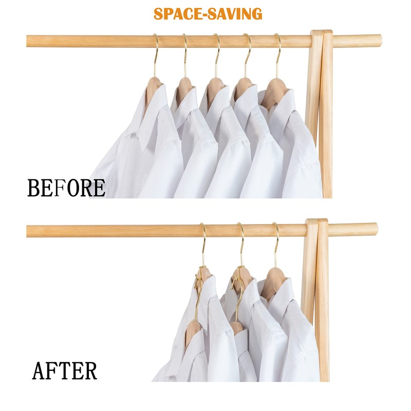 KOOBAY Clothes Hanger 72Pcs Connector Hooks Gold Metal Outfit Hangers