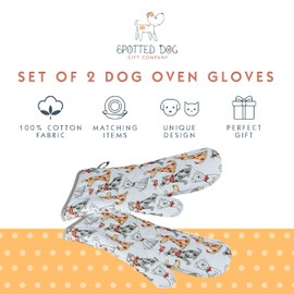 SPOTTED DOG GIFT COMPANY Oven Gloves, Heat Resistant Oven Mitt, Dog Oven Mitts, Cute Dogs Themed Kitchen Cooking & Baking Gifts for Dog Lovers Owners Women Men