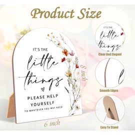 Wildflower Bathroom Basket Sign For Wedding, Wedding Ceremony, 6 x 8 Inch Arch Wooden Tabletop Sign with Stand, Reception Decoration, Party Supplies (AG07)