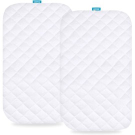 Waterproof Bassinet Mattress Pad Cover – 2 Pack, Ultra-Soft Bamboo Terry Surface, Compatible with Wayfong Baby Bassinet and Venowu Bedside Crib