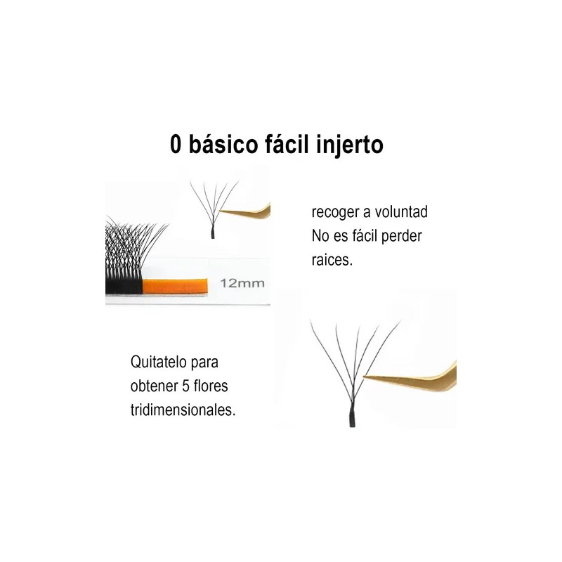 Nagaraku Extensiones De Pestañas 5d W Shape 8-15mm Mix