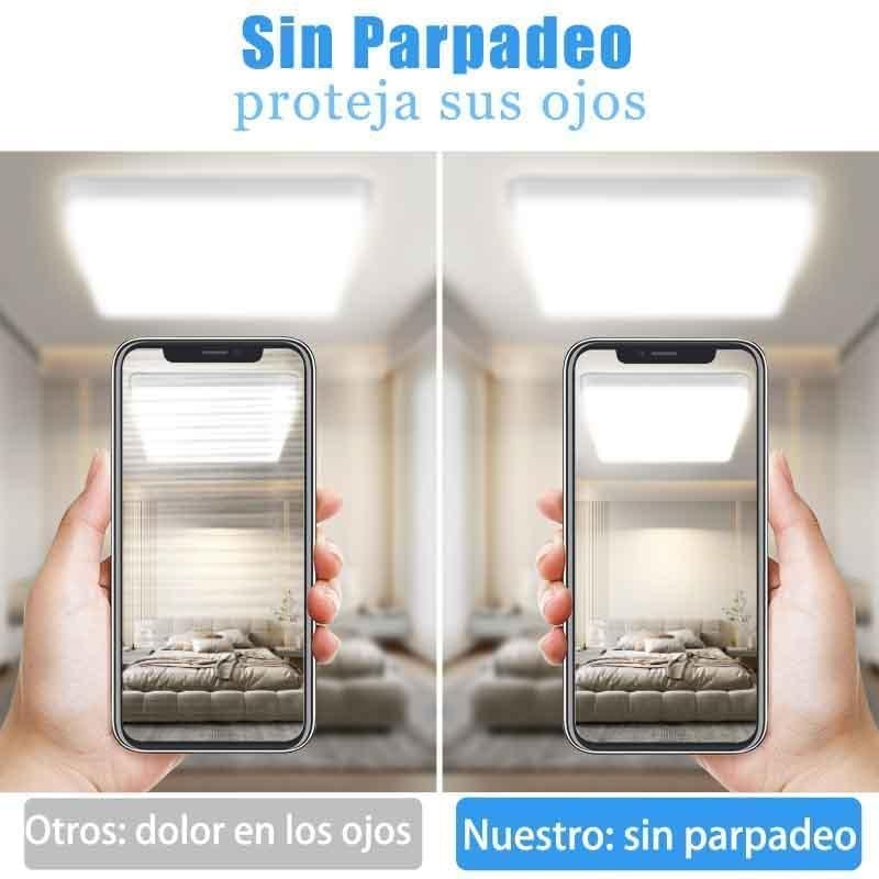 SILAMPDI Lámpara de Techo Cuadrada Blanca 30cm, 48W 6500K Para