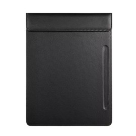 A4 PU Leather Clipboard Folder - 13.6x9.8 Inch Document Organizer, Business Card Holder, Resume & Legal Padfolio with Pen Loop for Office & Conference (Black)