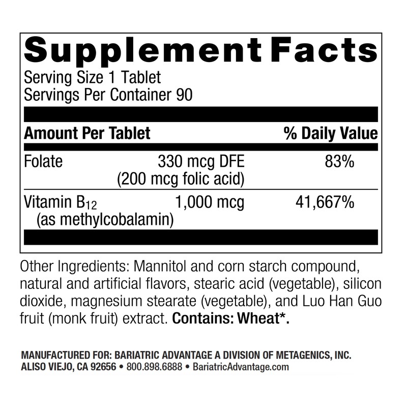 Bariatric Advantage SpeedyMelts B12 1000 mcg - Fast Melting with