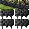 4 Pcs Black Faux Stone Garden Fence, Landscape Edging Border
