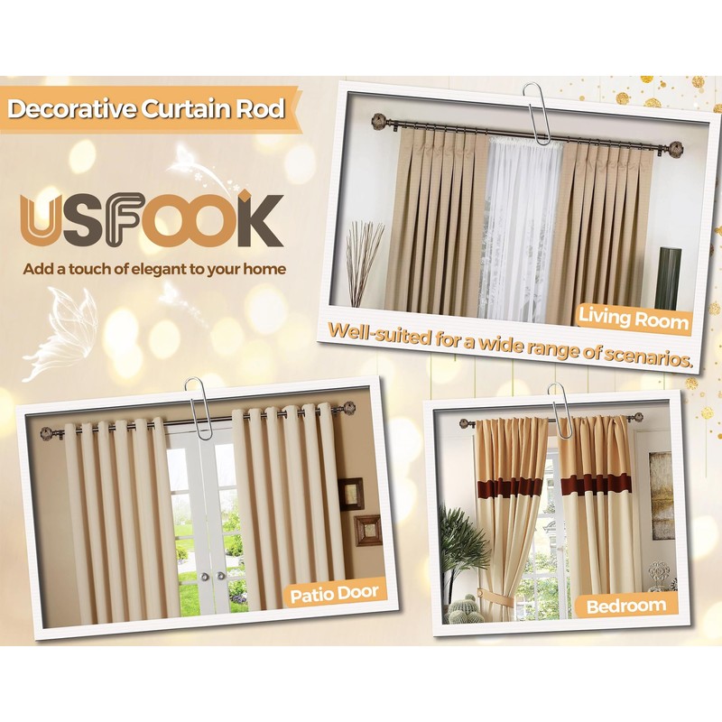 Bronze Curtain Rod 32 to 58 Inches (2.6 to 4.8