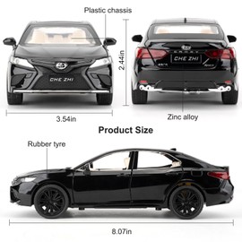 1/24 Toyota Camry Die-cast Model Car, Collectible Alloy Model with Sound and Light Function and Pullback Function, Black