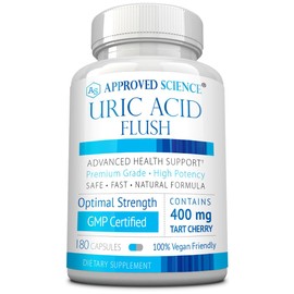 Approved Science Uric Acid Flush Supplement - Tart Cherry, Turmeric, Milk Thistle - Joint Support & Active Mobility - Made in USA - Vegan - 180 Capsules - 3 Month Supply