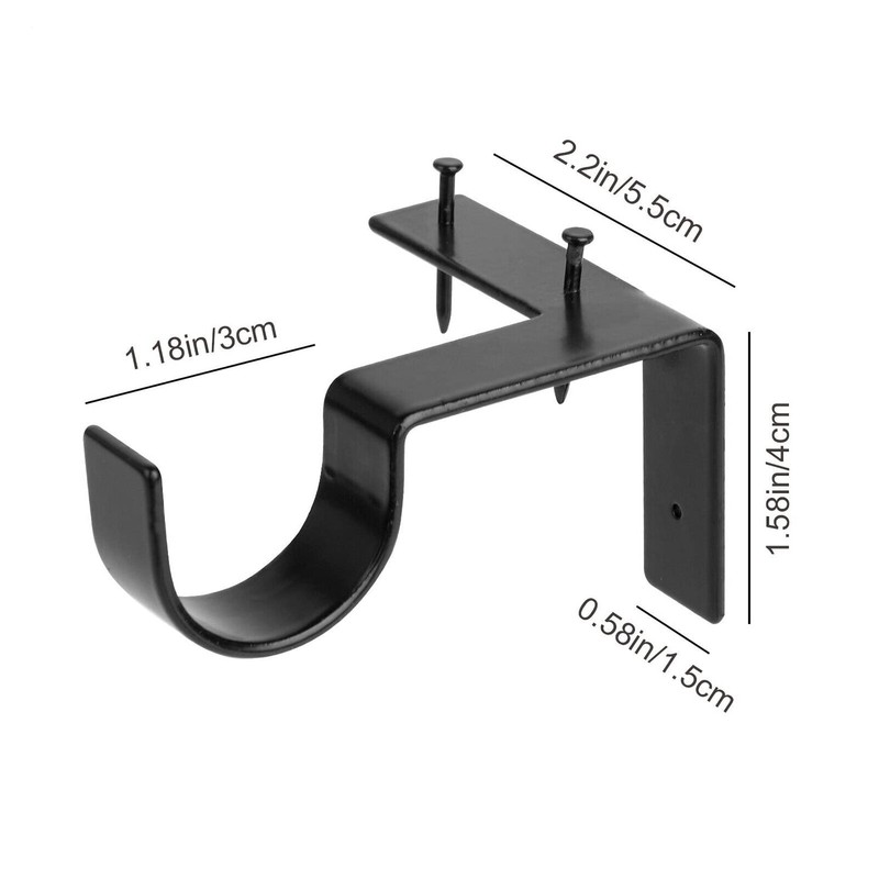 4Pcs Bracket Hang Curtain Rod Holders Single Hook Right Into