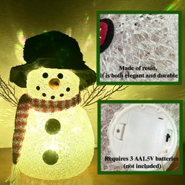 KZCUVNV Snowman Christmas Decorations, 13.4" LED Color-Changing Christmas Snowman, Indoor-Outdoor Room Table Decor Battery Powered Colored Lights Christmas Party Supplies